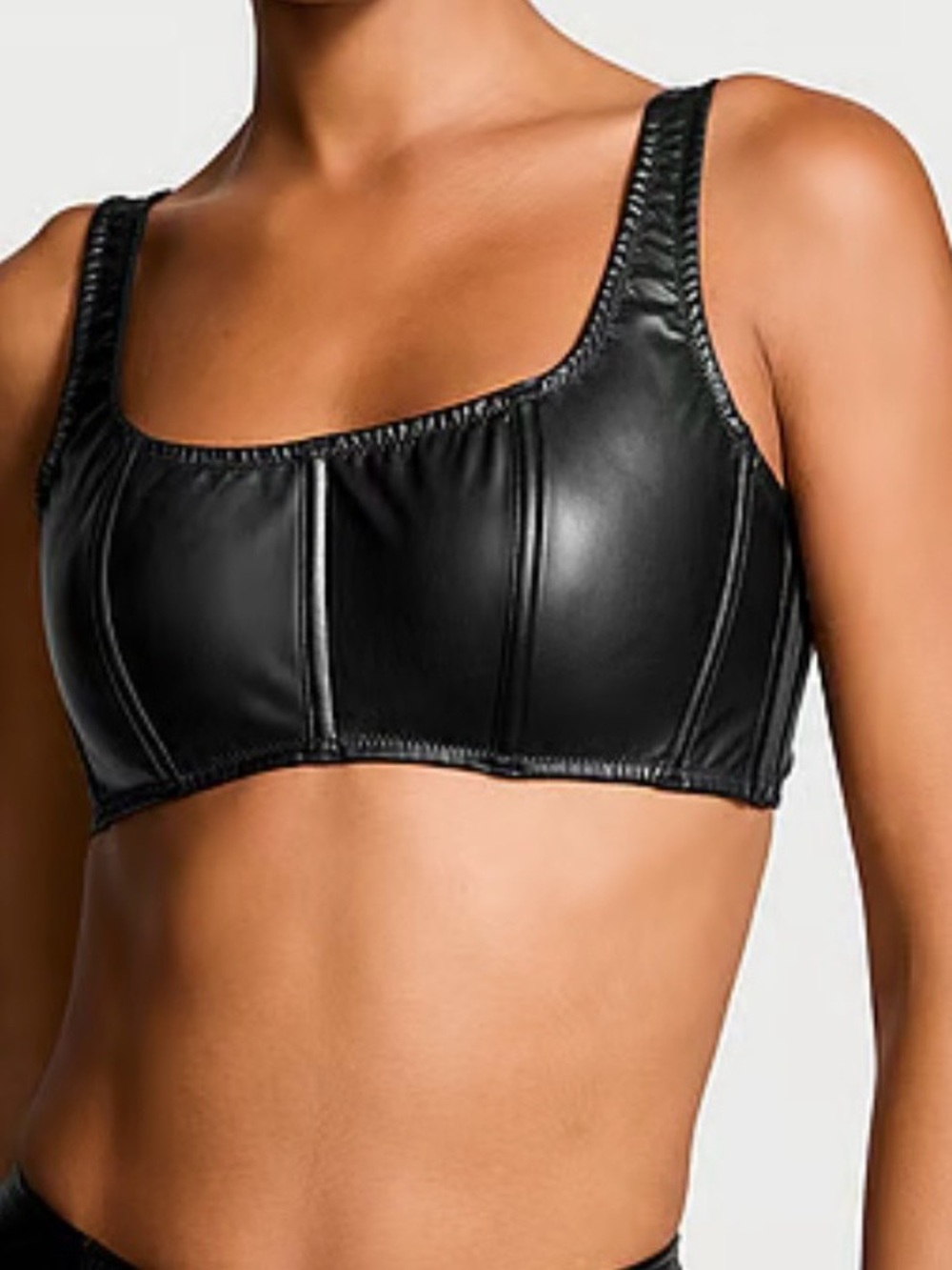 NWT! VS Black Faux Leather Bralette Top